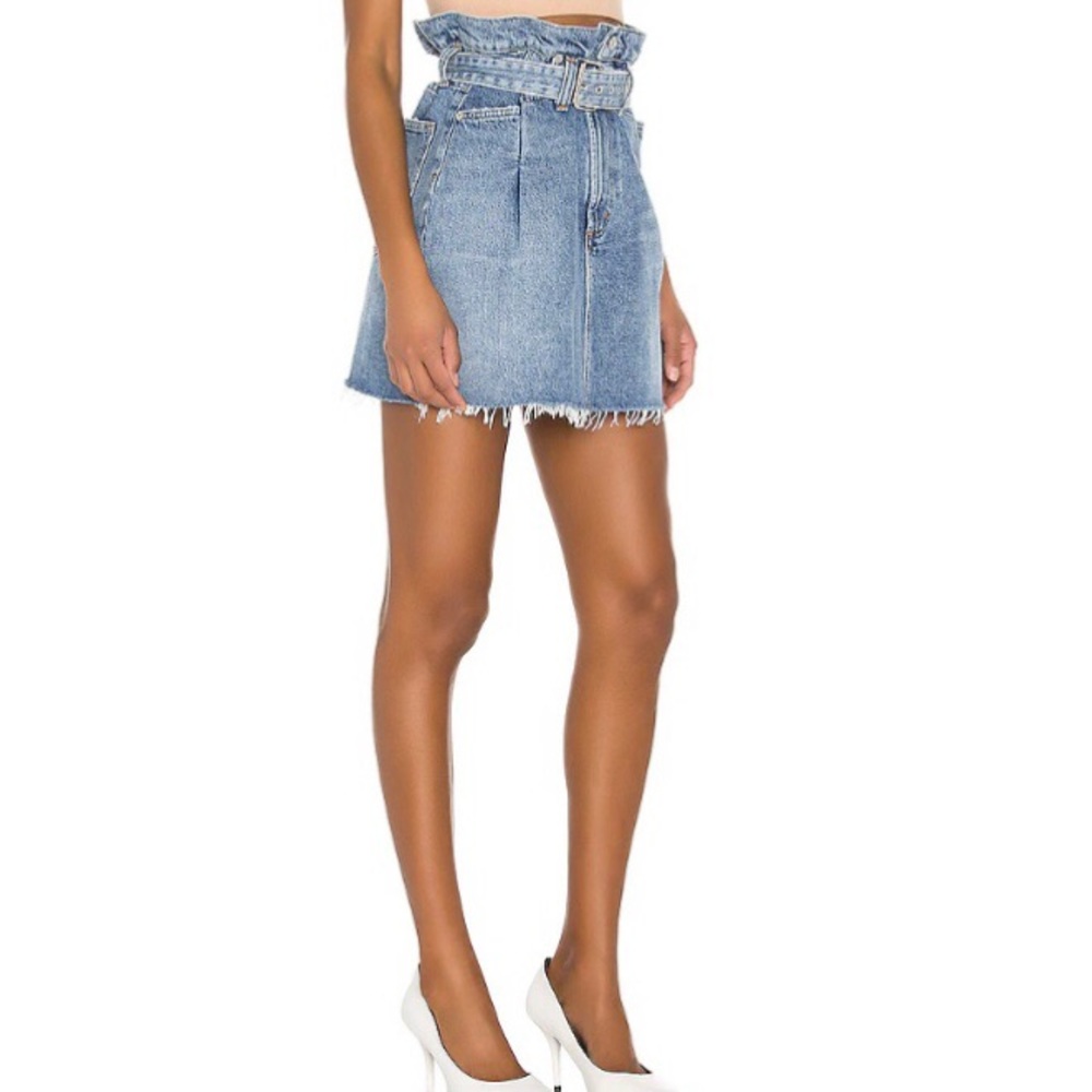NWT AGOLDE Belted A-Line Denim Skirt Size 28
